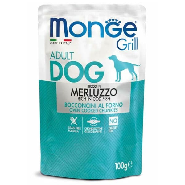 MONGE DOG GRILL COD suņu konservi Menca 100g